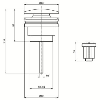 Донный клапан для раковины AQUAme AQM7003GM без перелива металл